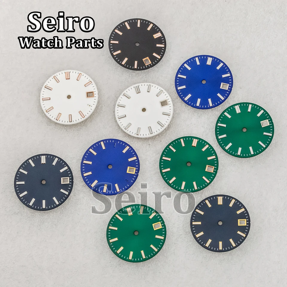 28,5 mm NH35 Dial Sun Stripe Watch Face Face Green Luminous Green Blue White Watch diely pre dátum NH36 Automatický pohyb