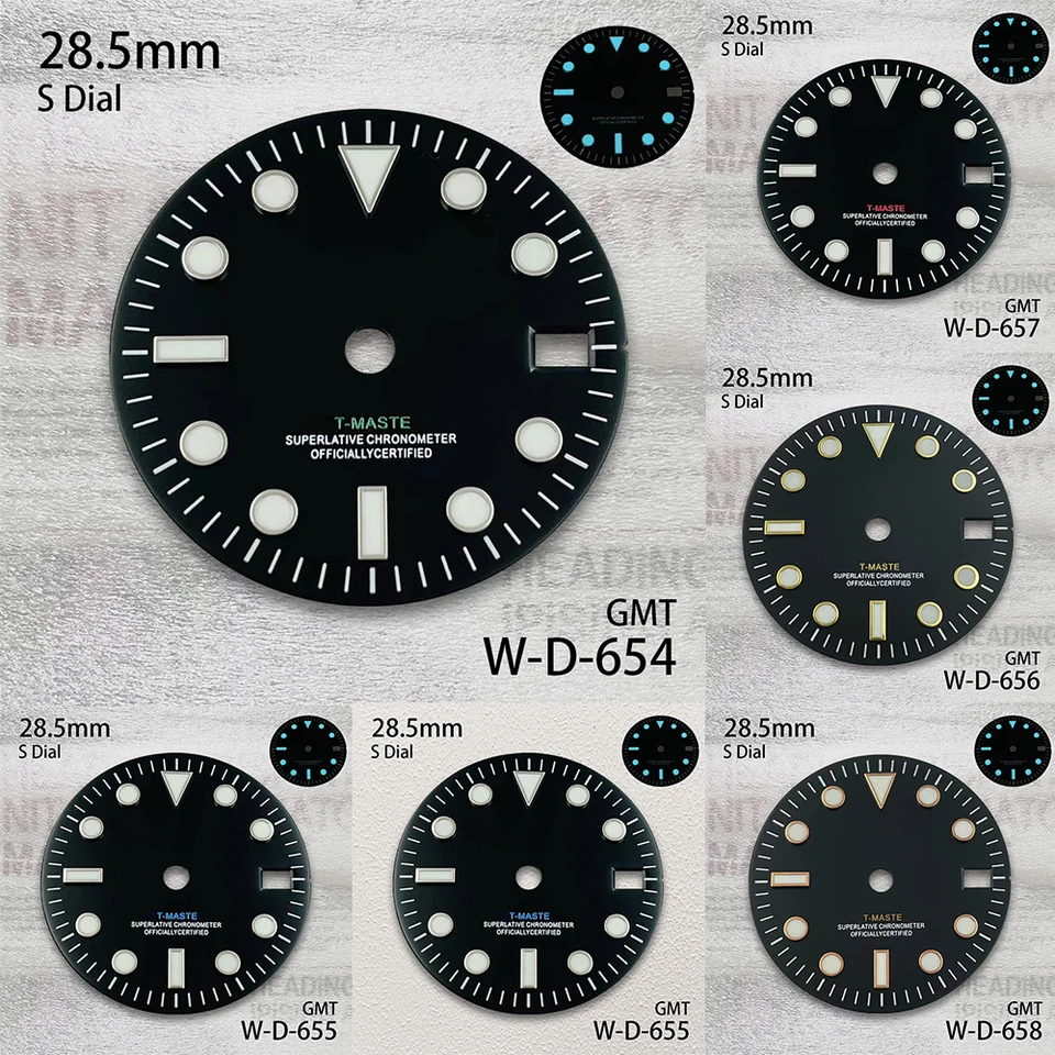 28,5 mm S logo GMT Black Dial Dial Fit NH34 MOUNTION ICE Blue Luminous Modifikácia Príslušenstvo
