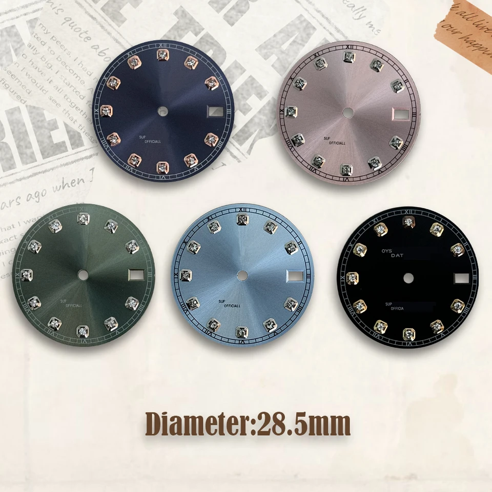 28,5 mm Vysoko kvalitné logo S Diamond Diamond Dial NH35 Dial Dial vhodný pre NH35 NH36 4R 7S Pohybové hodinky ACECSORY