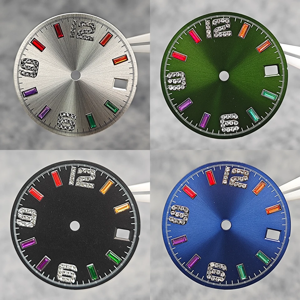 28,5 mm Časti hodinky hodinky s slnkom vzor dúhové mierky hodinky na meniace príslušenstvo pre pohyb NH35/NH36/4R/7S
