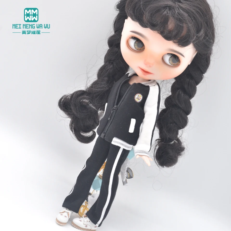 28 cm Blyth Doll Clother Toys Azone OB Doll Adsessory Fashion Baseball Jersey Ružová, biela, čierna