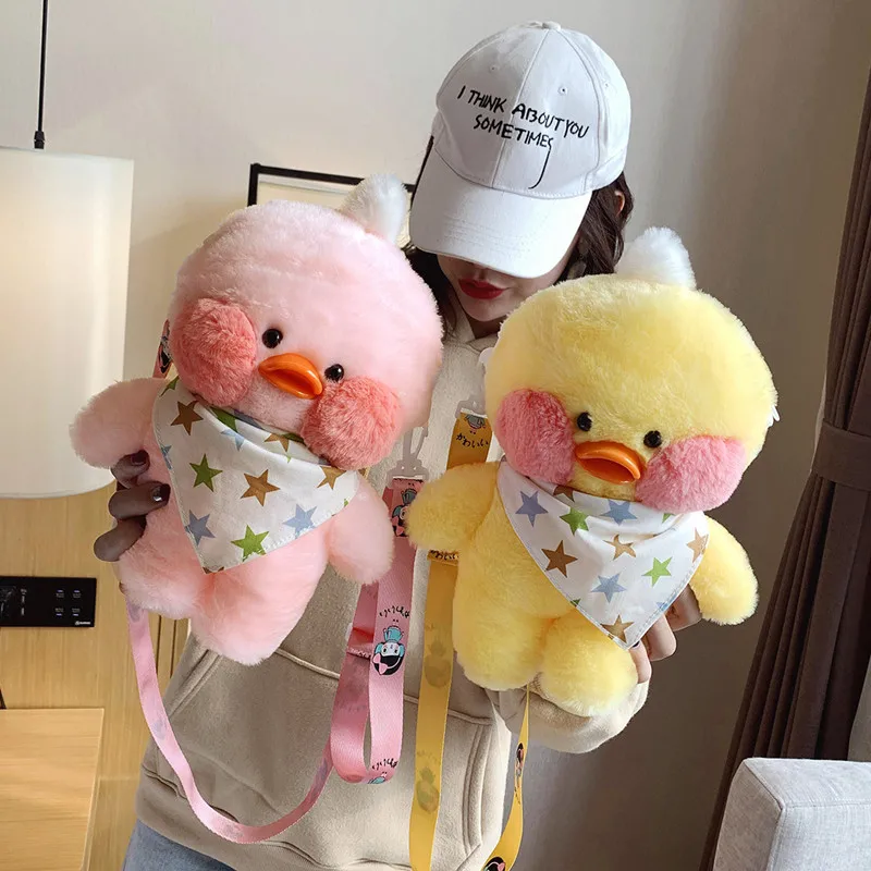 28 cm roztomilý lalafanfan kaviareň kačica plyšový batoh kawaii hračky plnené krížové tašky taška pre dolu rameno tašku pre dievčatá darček