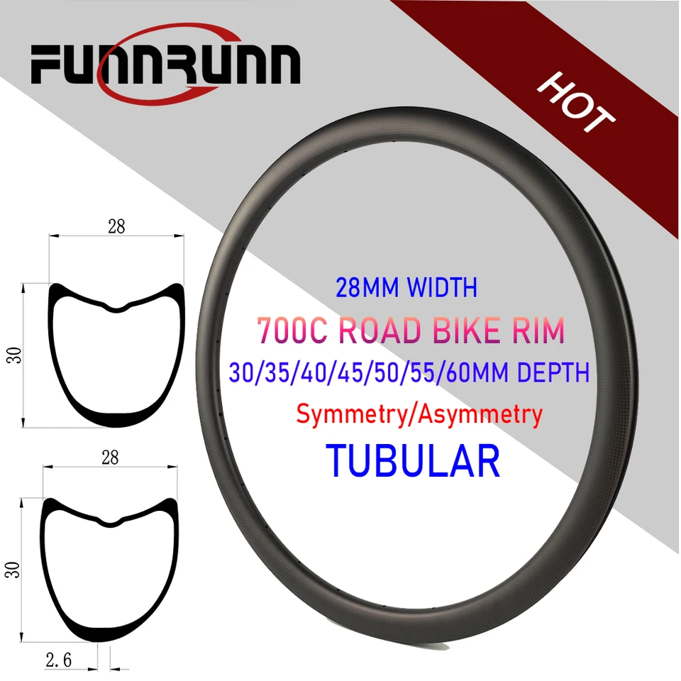 28 mm šírka trubičky 700C Cesta Bike Rig 30/35/40/45/50/55/60 mm hĺbka Symetrická/asymetrická disková brzdová kolesá bicykla