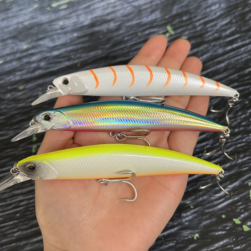 28G 110 mm Slim Powping Minnow Fishing Laves Lures Bass Bass pstruh umelý tvrdý návnada Pesca Jerkbait Swimbait Rybárske vybavenie