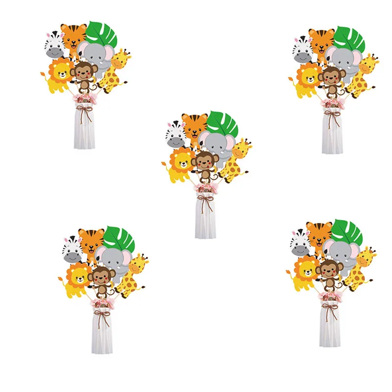 28ks Jungle Animal Vase Topper Happy Birthday Party Decorácie pre deti dekora