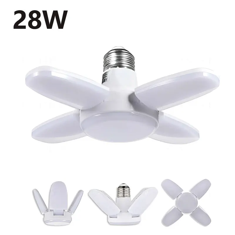 28W E27 LED svetlá svetlá Garáž 3800lm LED garážové stropné svetlá deformovateľné LED garážové svetlá so 4 bezprostrednými panelmi