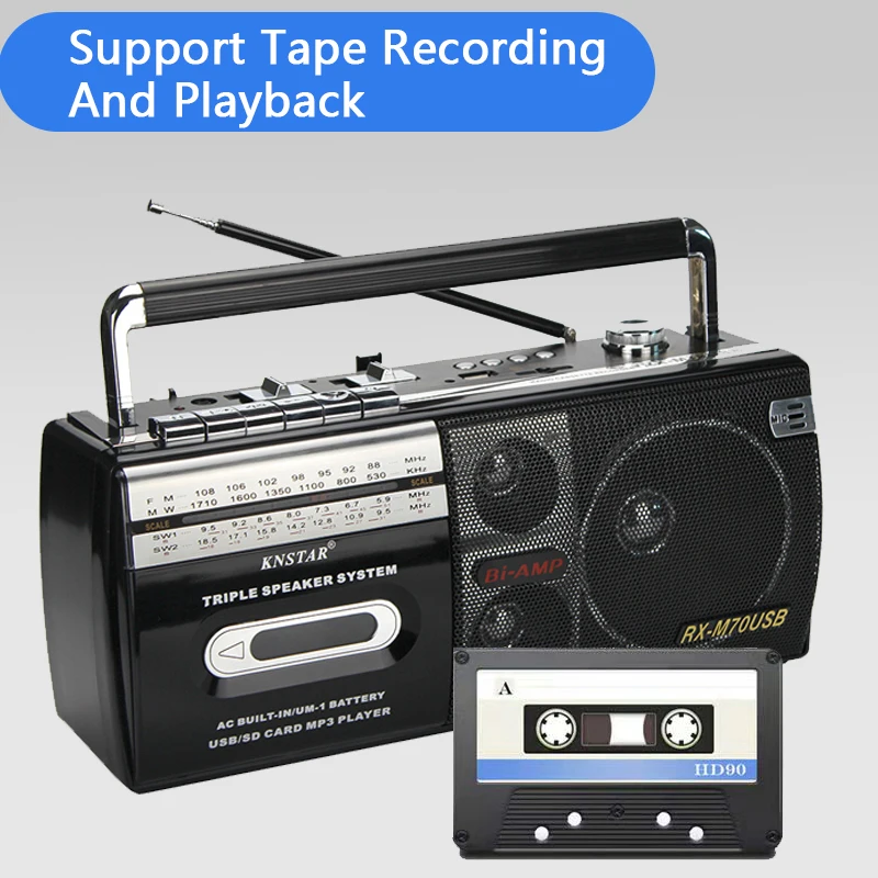 28W Power Retro Tape Recorder Cassette Player Outdoor Reproduktor AM FM SW 4 Bands DSP Radio Radio USB SD MP3 Player Records Player