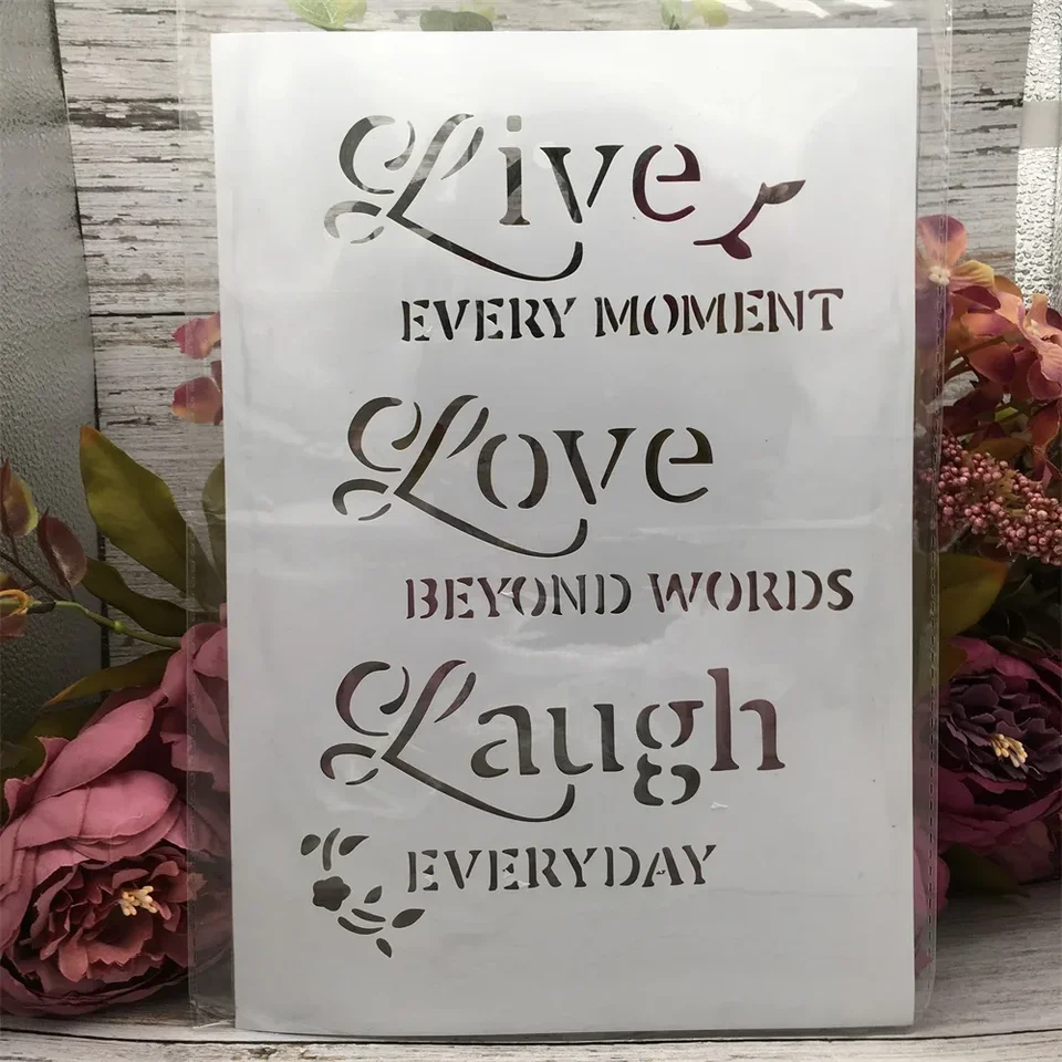 29*21 cm A4 Love Live Laugh DIY vrstvenie šablóna nástenná maľba sfarbenie sfarbenie album dekoratívna papierová karta šablóna