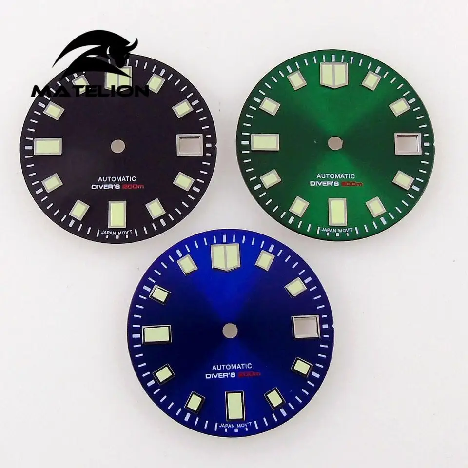 29 mm super svetelné hodinky sa prispôsobia pre NH35 NH36 Automatický pohyb Dátum pohybu Black Blue Grey Sunburst Watch Face