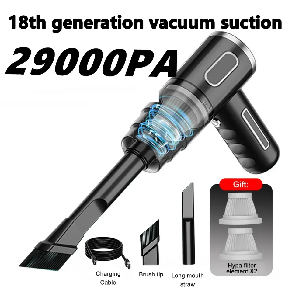 29000Pa Wireless Car Hecuum čistič prenosný 2000 mAh USB nabíjanie Mini WetTanddry Domáce čistiace zariadenia Čistiace prostriedky automobilov
