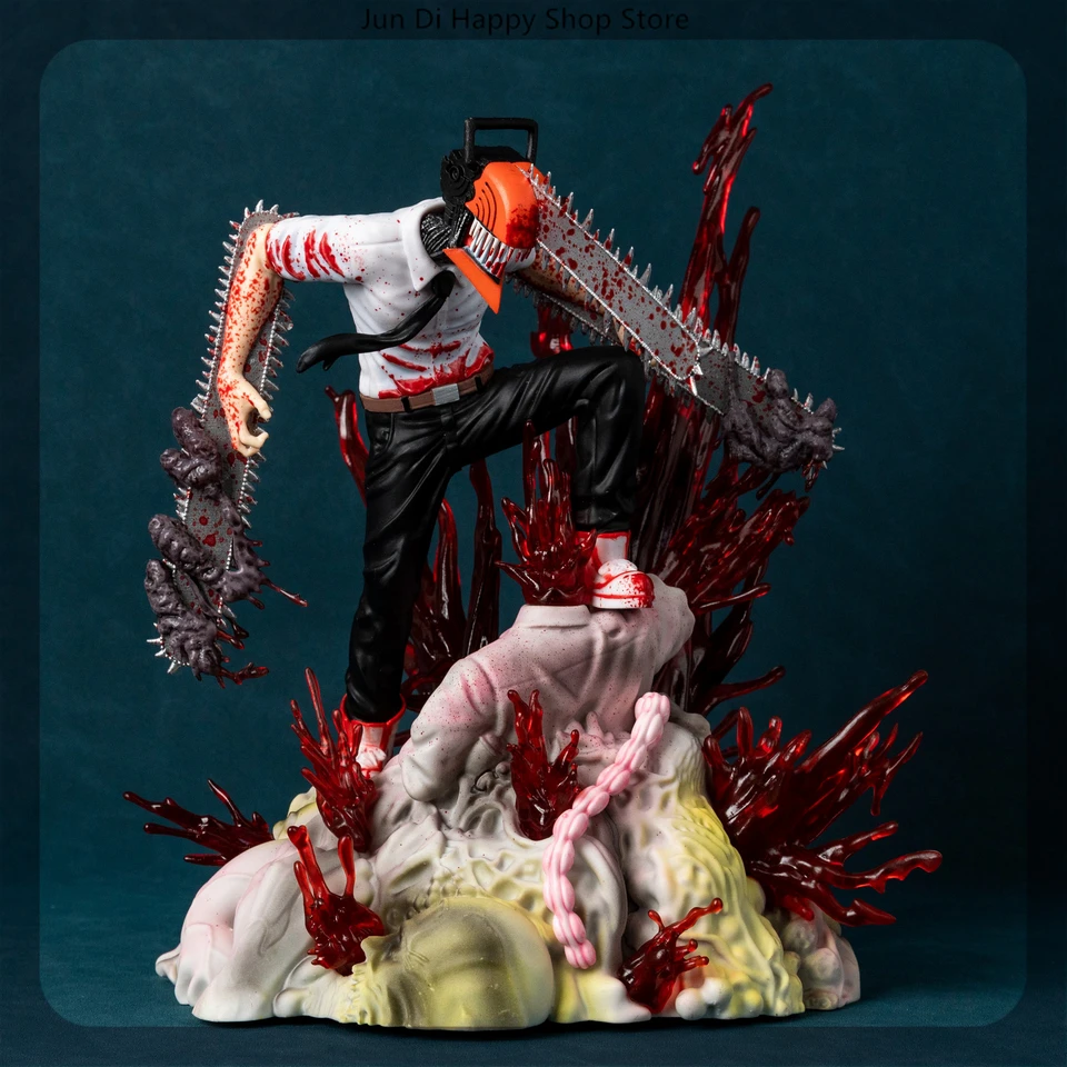 29cm Chainsaw Man Denji Pochita Battle Scene Anime Figula Model socha chlapci zbierka Zbierka dekorácie dekorácie ozdoby hračky Darčeky
