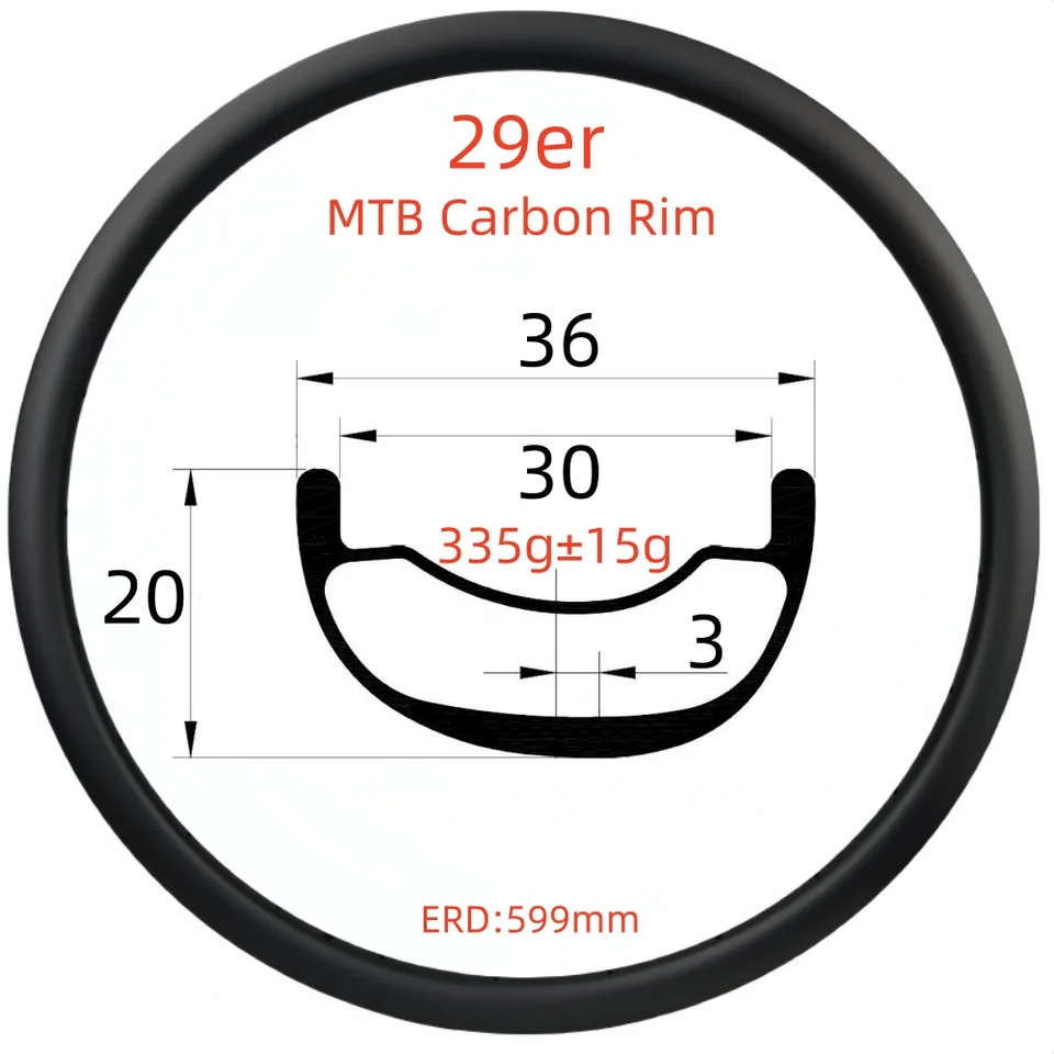 29er uhlíkové ráfiky 20 mm hĺbka 34/36 mm široké super svetlo MTB uhlíkové ráfiky UD bez háčikov/bezdušové uhlíkové ráfiky