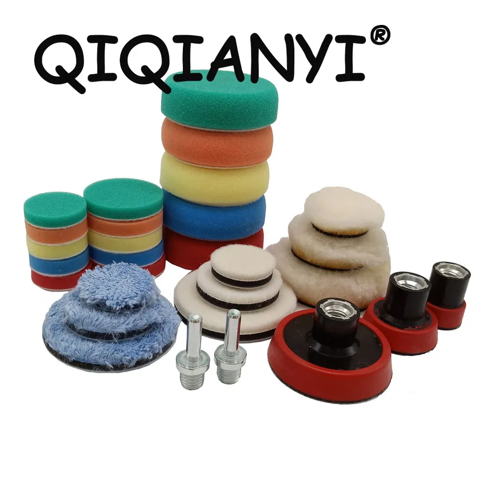 29pcs 1inch 2inch 3inch Mini Buffing Leštiace vankúšiky Kit Wool Pad voskovacia špongia Set detail automobilu leštiace leštiace podložky Nástroje