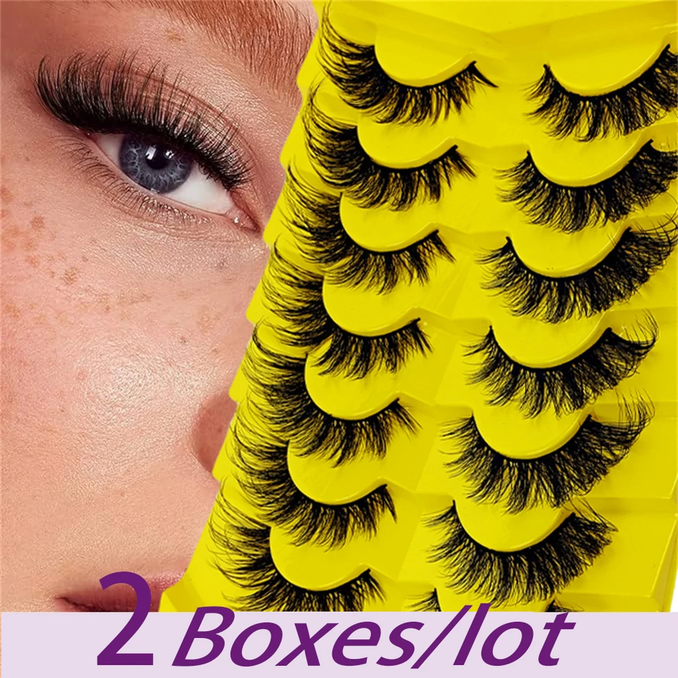 2Boxy (14Pirs) Cat Eye Rifes 3D okrídlené koncové oko Pretiahnuté mihalnice Fox Eye Rashes make -up falošné mihalnice predlžovanie