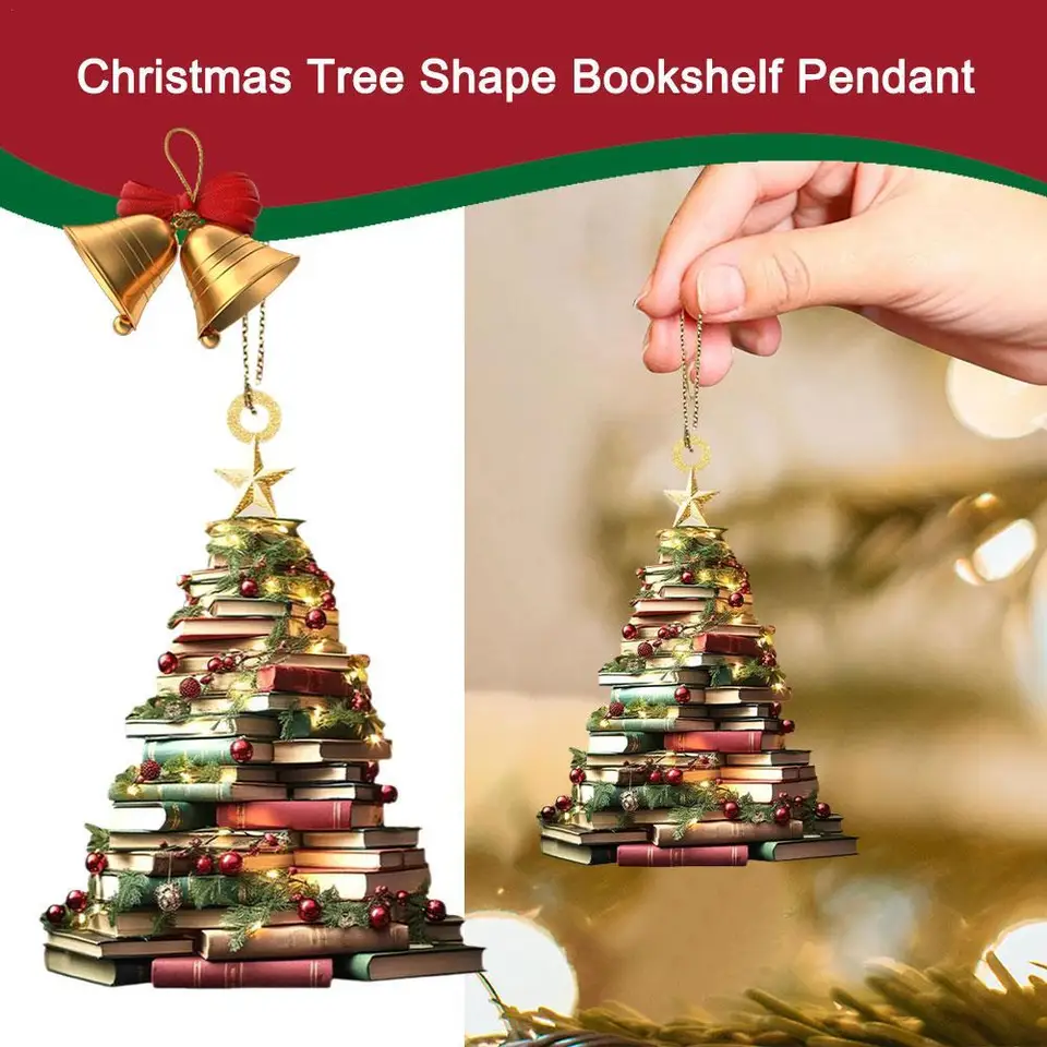 2D akrylové ploché vianočné knihy Tree Ornament Book
