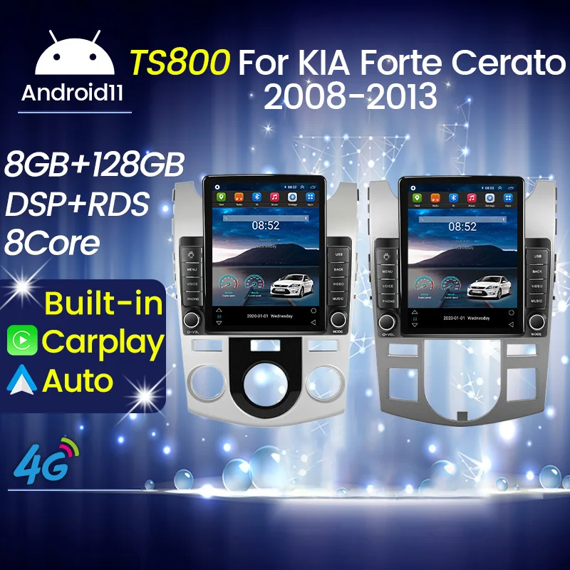 2Din Android Car Radio All in One 8+128G pre Kia Forte Cerato 2008-2013 Audio stereofónny GPS navigáciu Auto bezdrôtové carplay bt