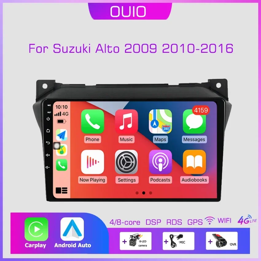 2Din Android10 Car Radio Multimedia Player CarPlay Auto GPS navigácia DSP BT RDS pre Suzuki Alto 2009 2010 2012 2012 2012-2016