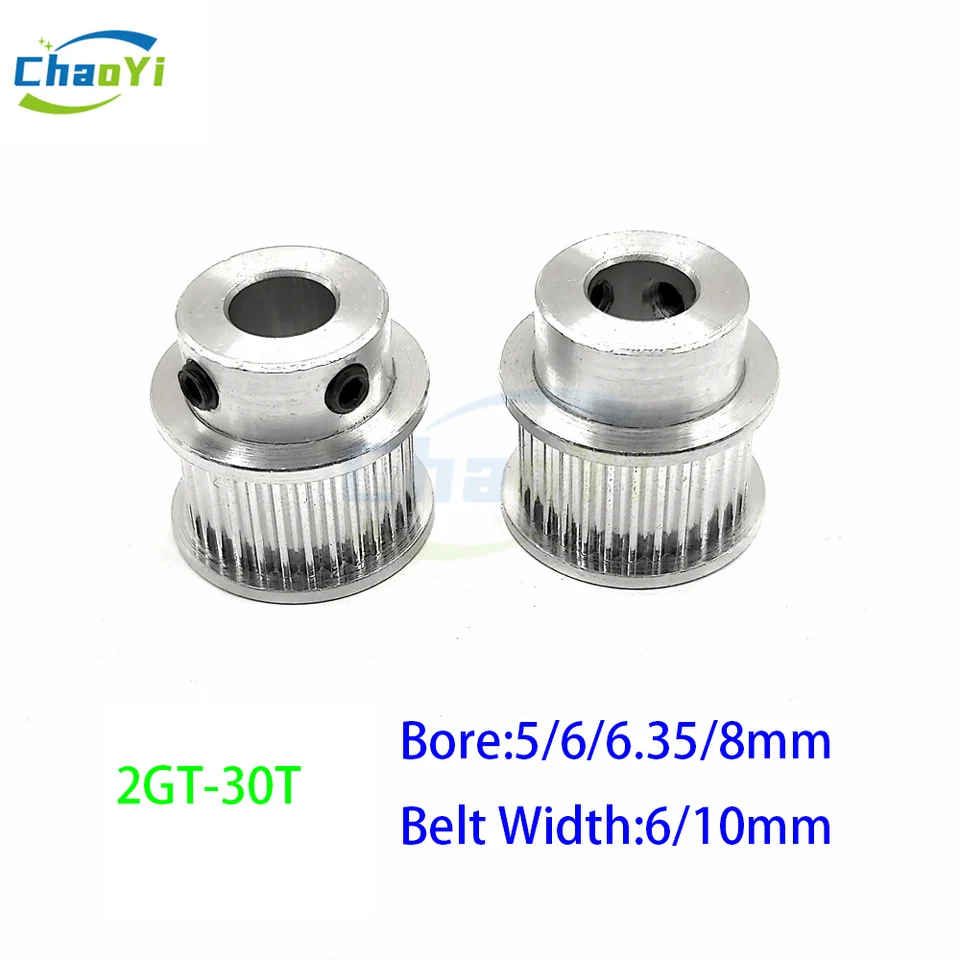 2GT 30 Časová kladka načasovania kladky 5/6/6,35/8 mm GT2 30T Synchrónne koleso pre šírku pásu 6/10 mm 3D tlačiareň Malú vôľu 30teeth