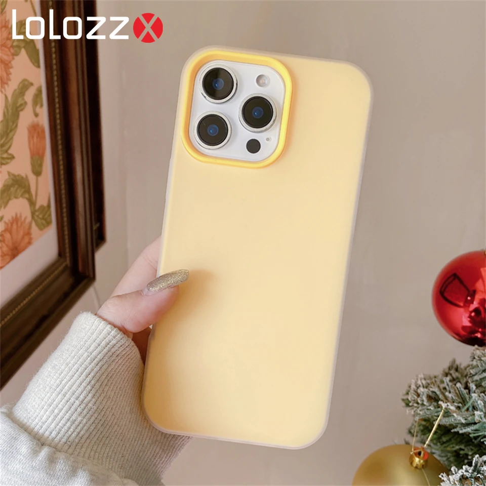 2in1 Candy ultra tenký puzdro pre iPhone 11 12 13 14 15 16 Pro Max Plus luxusný nárazový nárazník Matte Silikone Case Cover