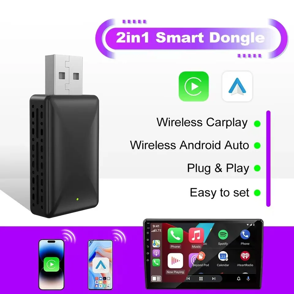 2in1 Horúca bezdrôtová CarPlay Box Android Automatické prispôsobenie sa pre káblovú CarPlay Display do bezdrôtového inteligentného skrinky Linux systém OEM upgrade