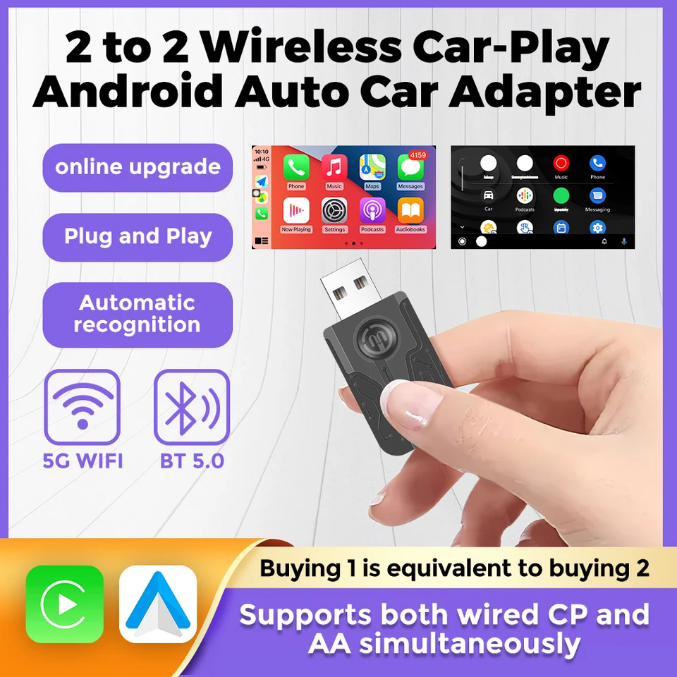 2in1 Mini CarPlay AI Box Wireless Android Auto Car Adapter OEM Wired CarPlay pre bezdrôtovú zástrčku USB Dongle Plug and Play BT5.0 WiFi