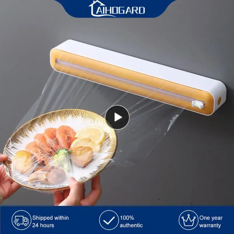 2in1 plastový obal priľnavý kliešťový dojmok s rezačkou Saran Wrap DispenSer Hliníková fóliová pergamená papier