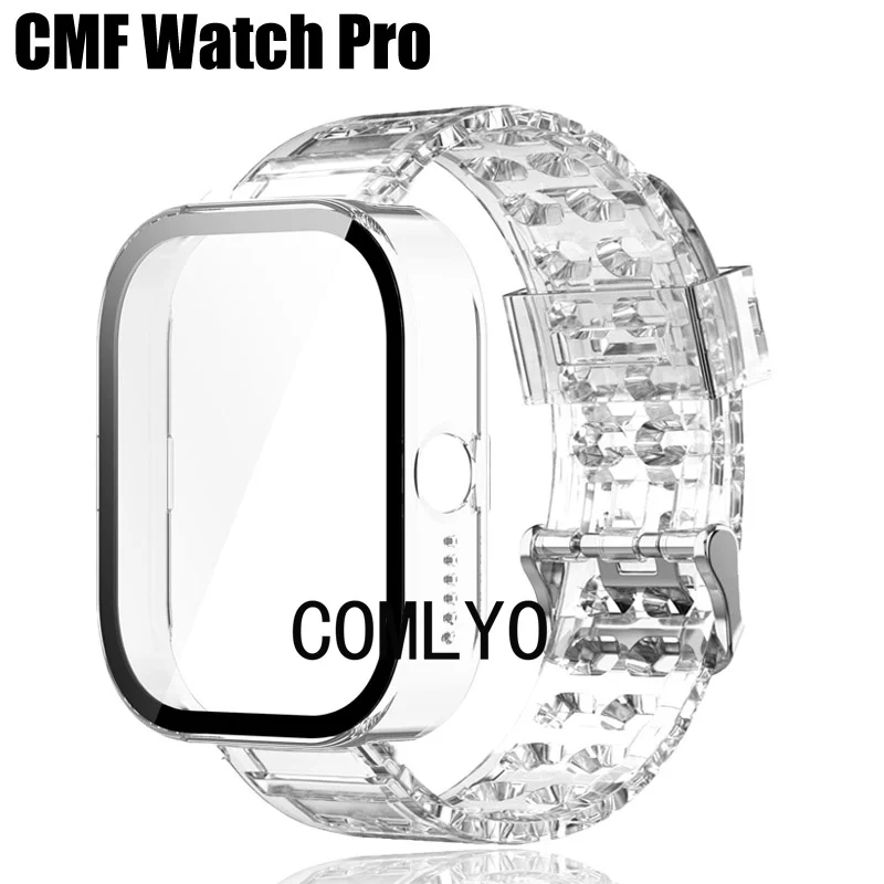 2in1 pre CMF Watch Pro popruh + puzdro temperované sklenené chránič Ochranné nárazníky Smart Watch Cover Silikone Sports Band