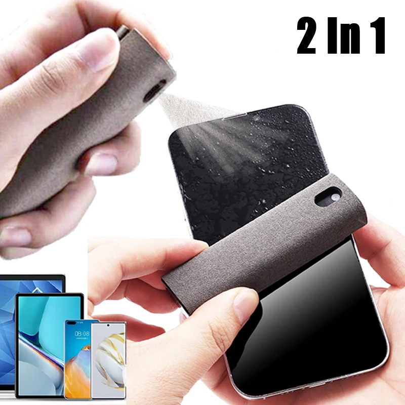 2in1 prenosný chránič obrazovky Protector SPREET Fľaša Sada prachových odstránení Čistá handrička Vymazanie mikrovlákna Čistiteľ pre tablet iPhone sklo