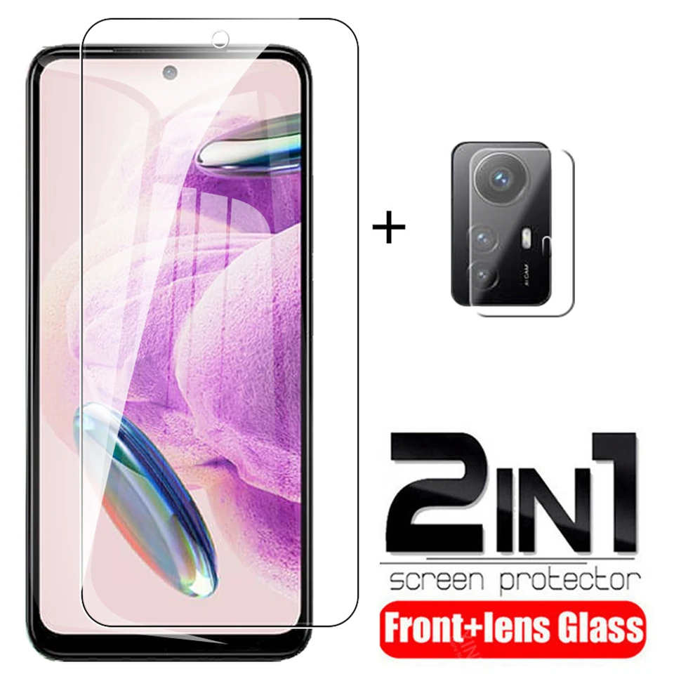 2in1 Temperované sklo puzdro pre Xiaomi Redmi Note 12S 4G 4G Chrániče obrazovky Redmy Note 12 S Poznámka12 s poznámkou12 s Camera Camera Protective Film