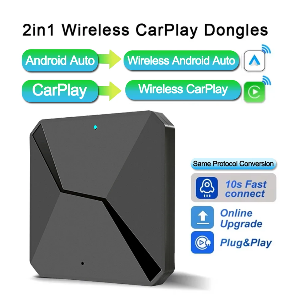 2in1 Wireless CarPlay Dongle Wireless Android Auto Box pre auto rádio s káblovou CarPlay