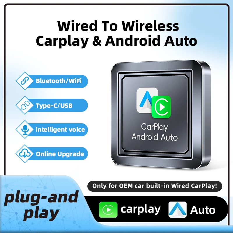 2in1 Wireless CarPlay Dongle Wireless Android Auto Box Plug and Hra pre VW Toyota Mazda Nissan Camry Suzuki Subaru Citroen Kia