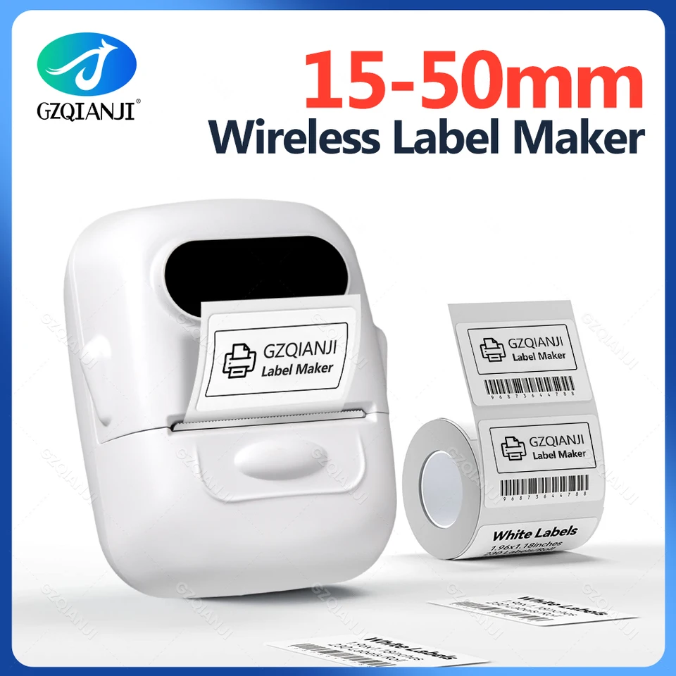 2inch adhézne mini tepelné štítky Tlačiareň pre obchodný čiarový kód bezdrôtové atramentové logo Syntetická nálepka Print Bluetoot Maker 58 mm