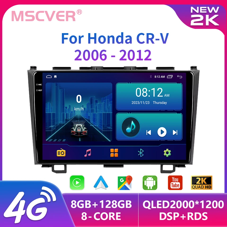 2K Android 13 pre Honda CRV CR-V 3 RE 2006-2012 Automobilie Multimedia video prehrávač navigácia stereo GPS 2DIN DVD WiFi Autoradio