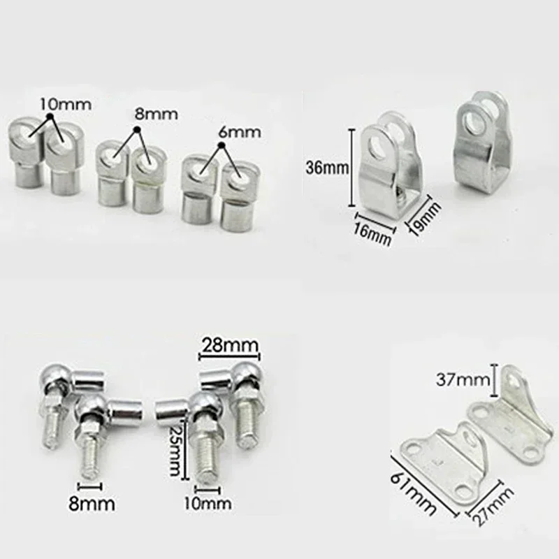 2ks 10 mm M10 M8 M6 Univerzálne batožinové výťahy BONNET PODPORY SPOLOČNÉHO STRUTOVÉHO STRUTOVÉHO ZÁVODU SKROJE ZAMESTNANIE Kĺbový kĺbový ventil pružiny