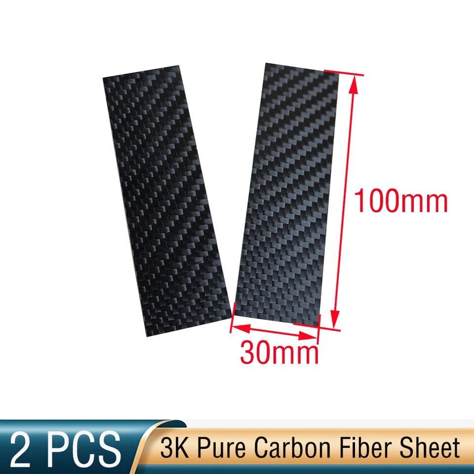 2ks 3K Pure Carbon Fiber List 30x100 mm hrúbka karty uhlíkových vlákien 1,2 mm leštenie uhlíkových vlákien