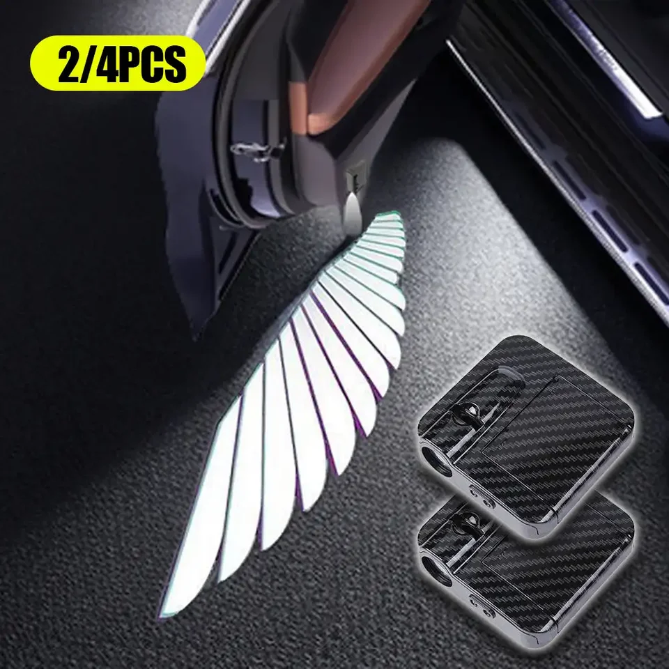 2ks/4ks auta anjelské krídla bezdrôtové dvere automobilu LED HD Vítané s láskavým dovolením tieňového projektora LOGO LOGO LOGE SVETLO KONKORY