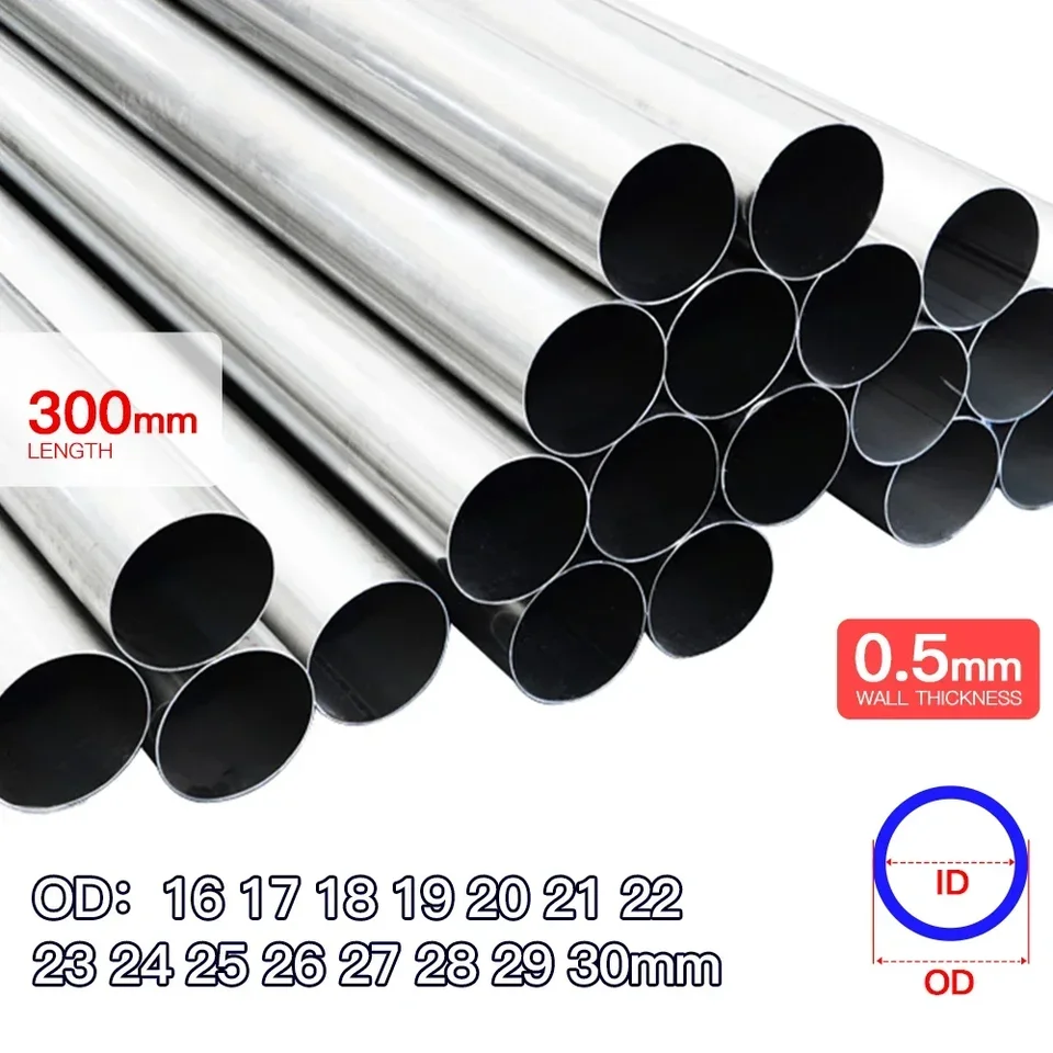 2ks-5ks hliníkové potrubie 0,5 mm hrúbka 16-30 mm OD Straight 300 mm dlhé kolo 6063 Hliníková zliatina zliatiny tenkostenná hliníková trubica