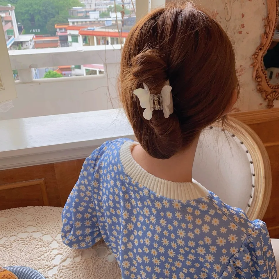 2ks acetát Butterfly Claw Banana Clip Barrettes Sweet Fairy Geometric Hair Clip Gradient pazúry vlasové doplnky