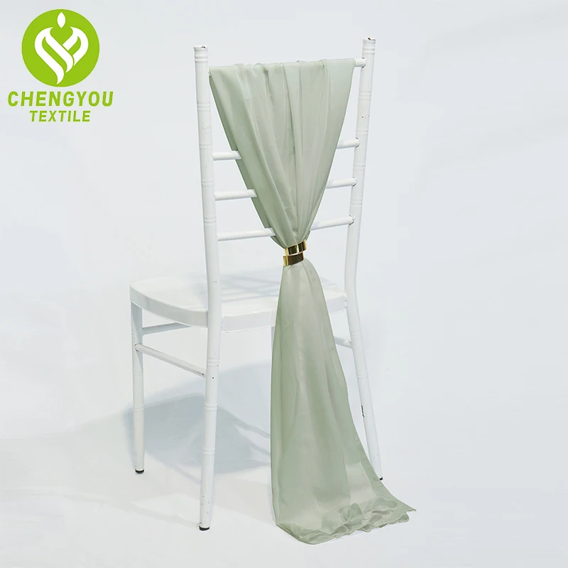 2ks/balenie 70 cm * 200 cm šírka dĺžky Prenium hrubý biely šalvia zelený šifónový stoličkový pás