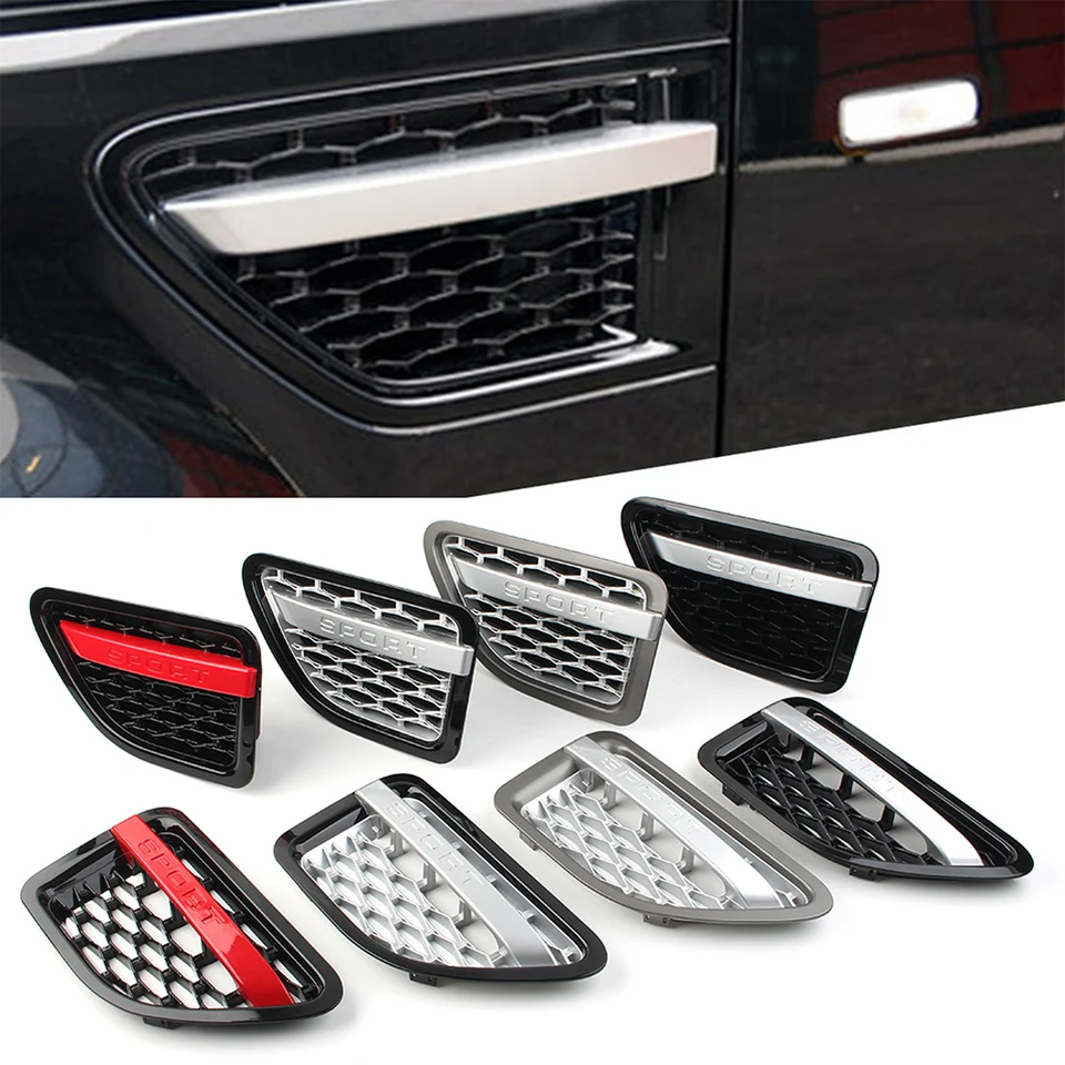 2KS Car Front Side Fender Air Vent Grille Grill Grill Decorácie pre Land Rover L320 Range Rover Sport 2005 2006 2007 2008 2009