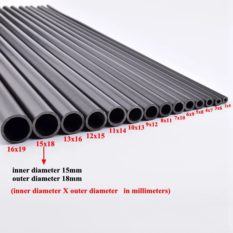 2ks dĺžka 50 cm čierna PVC rúrka ID 2 mm-16 mm záhradné zavlažovanie Trubná trubica Akvárium akvárium pre vodné potrubie Domov Diy trubica
