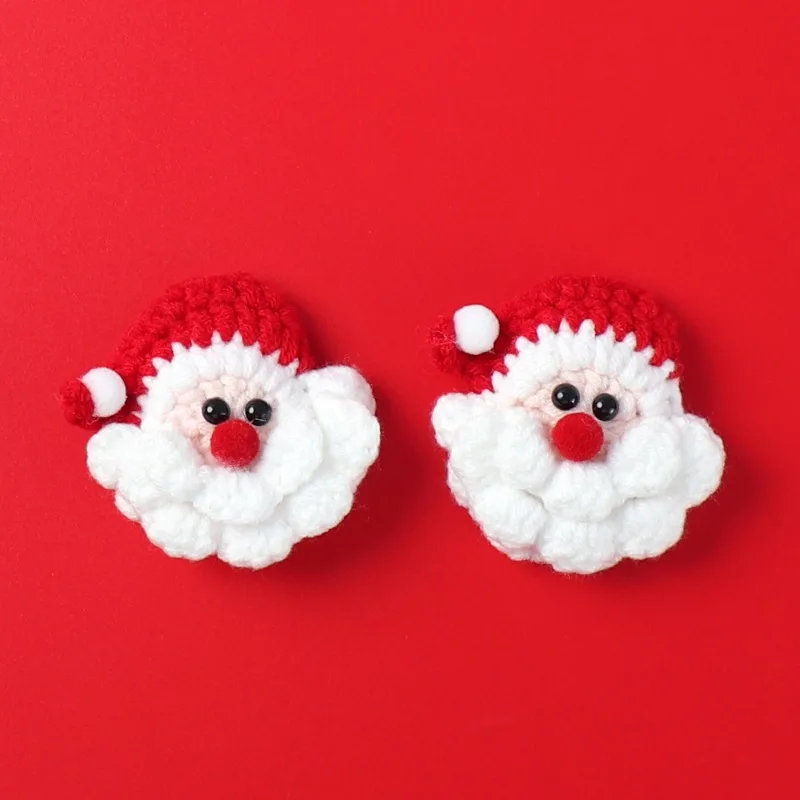 2ks hotové ručne vyrábané ručne vyrábané Santa Brošet háčkovanie karikatúry girl girl's santa claus vlasov na vlasy vlna háčkovanie pletenia šperky vianočný darček