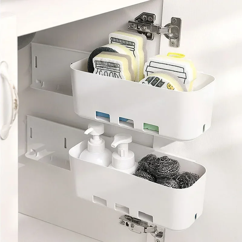 2ks kuchyňa pod umývadlom Storage Box korenie korenie Organizátori kúpeľne Racks Domáce vyťahovacie skrinky na bočné organizátor