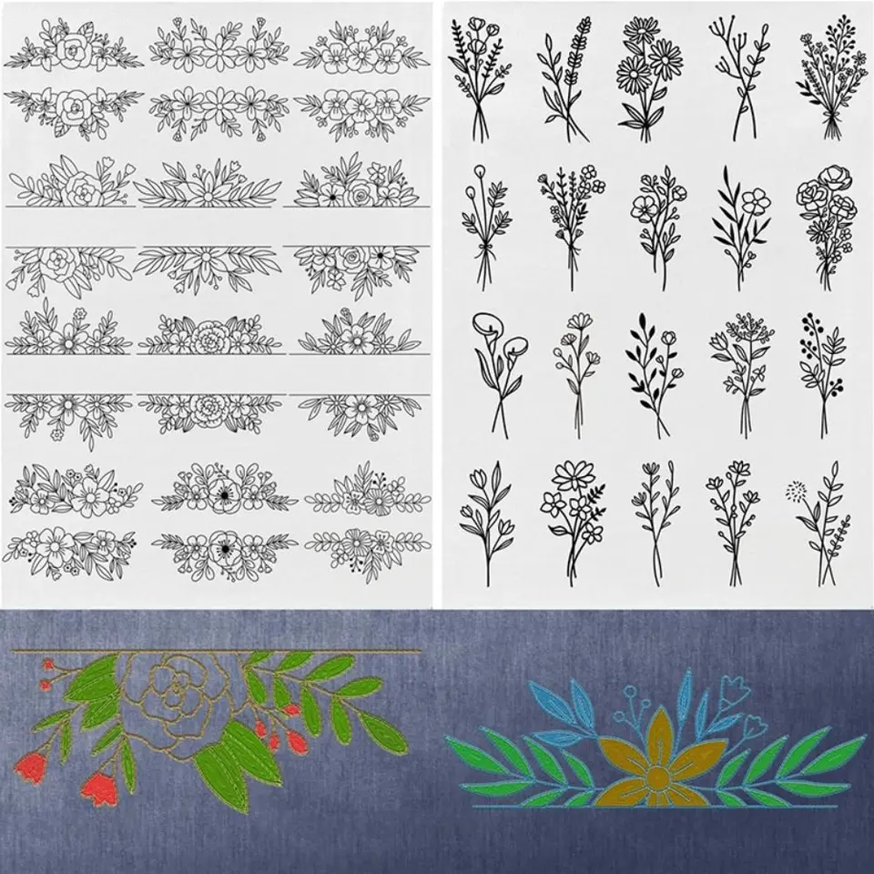 2ks kvety a vzory listov šitie vyšívací papier DIY ručne vyrábané výšivky remeslá
