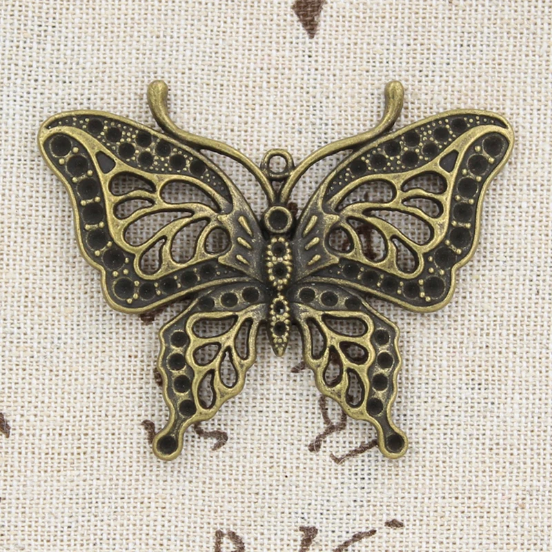 2ks kúzla motýľa 60x48 mm starožitný výrobok, ktorý sa prispôsobuje, vintage tibetský bronzový strieborný farbu, kutilské ručne vyrobené šperky
