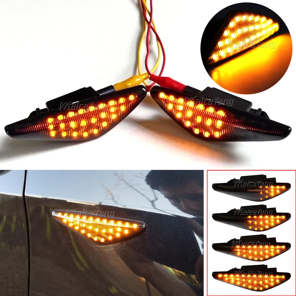 2ks LED bočné markerové svetlo pre BMW E70 X5 F25 X3 E71 X6 2008-2014 Dynamic Turn Signation Sigident Lamp 63137171007 63137171008