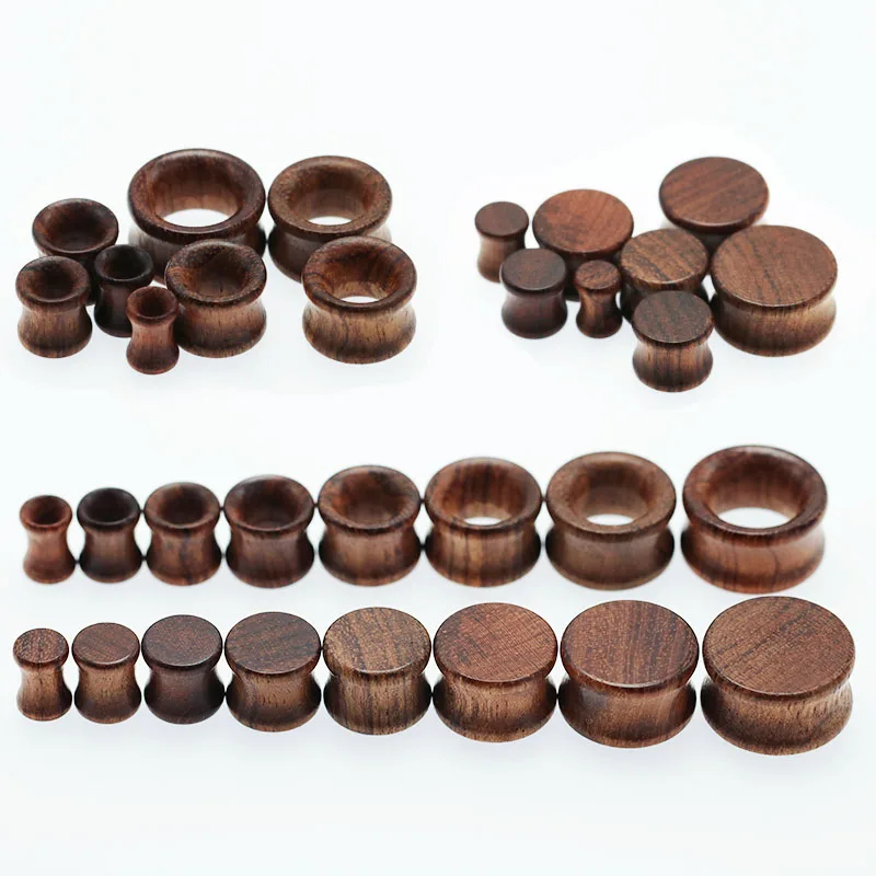 2ks módne uši zátky na uši drevené mäso tunely sedlové uši meradlá 6 mm-20 mm Solid duté telo piercing šperky pre mužov Expandéry