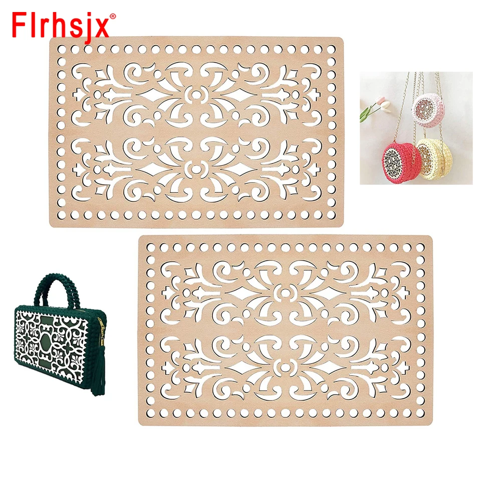 2ks Naturals Drevená základňa Shaper Veľký obdĺžnik Spodný vrecko Drevené spodné vrecká pre DIY Basket Weaveing ​​Supplies Craft