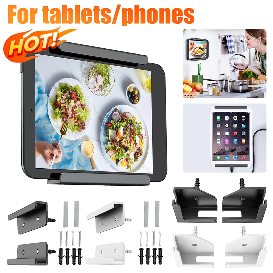 2ks nástenné držiak pre iPad Tablet Wall Držiteľ kompatibilný s Kindle/E-Reader Phone Wall Mount Fit Fit Fit Fit v kuchyni/kúpeľni