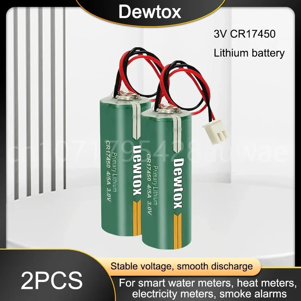 2KS Originálny nový CR17450 lítium mangánovej batérie 3V Prietok meter voda PLC PLC batéria s bielym konektorom